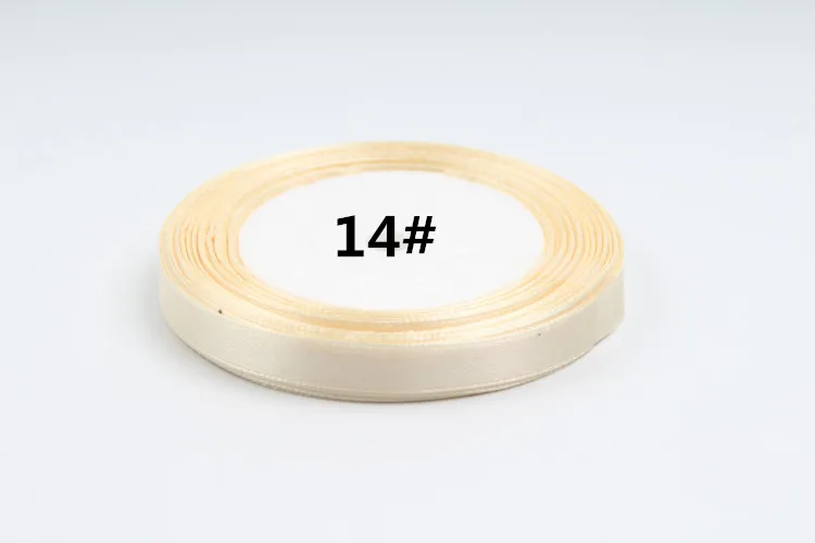 Light Yellow 25 ярдов/рулон 10 мм шелковая Атласная Лента Свадебная вечеринка украшение карты подарочная упаковка бант ленты Рождество DIY поставки Riband - Цвет: Light Yellow