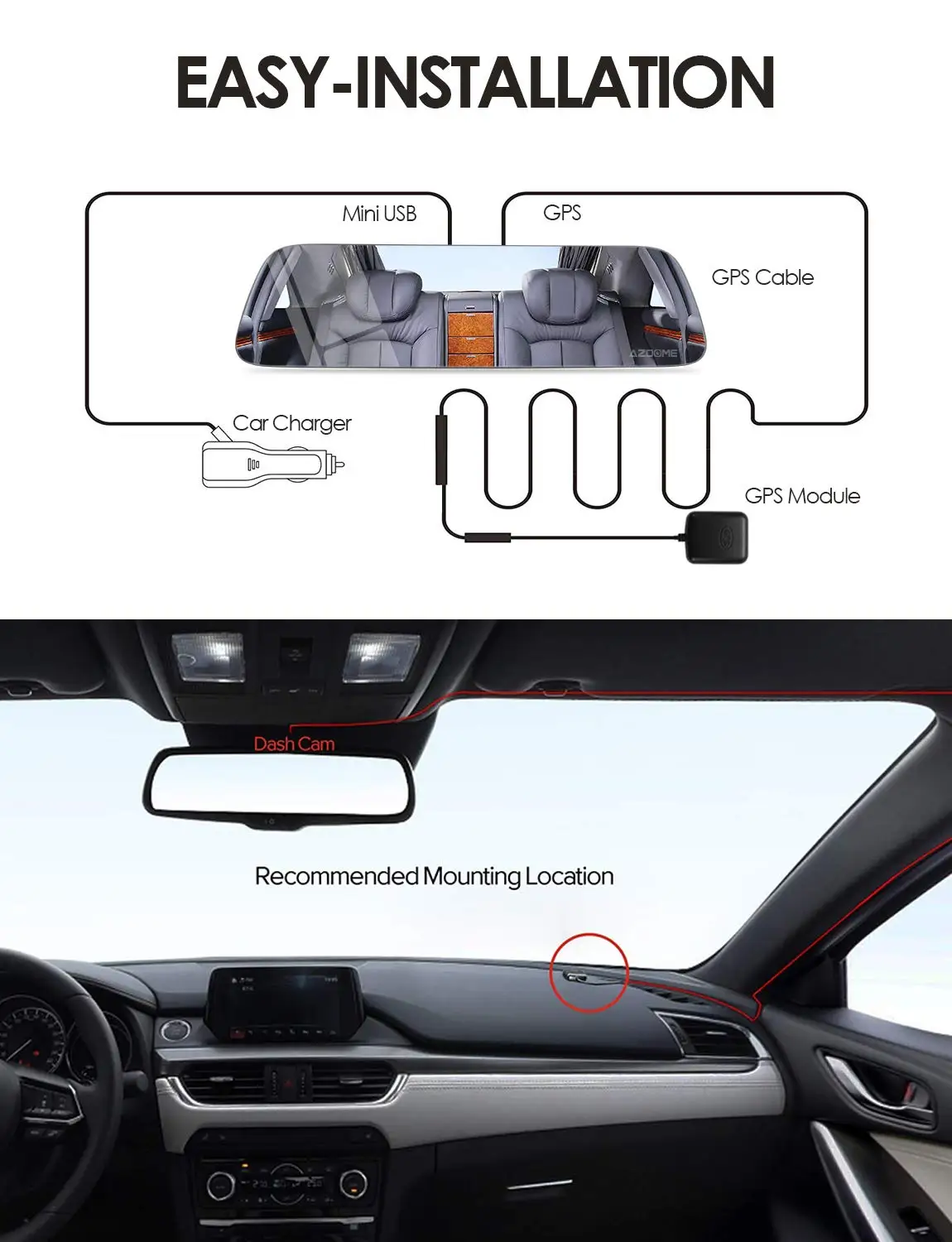 AZDOME gps модуль для зеркала Dash Cam PG01/PG02 Автомобильный видеорегистратор Камера Dashcam