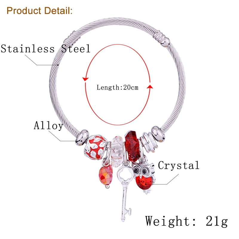 Junlead модные серебряные подвески браслет с черным кристаллом совы круглая