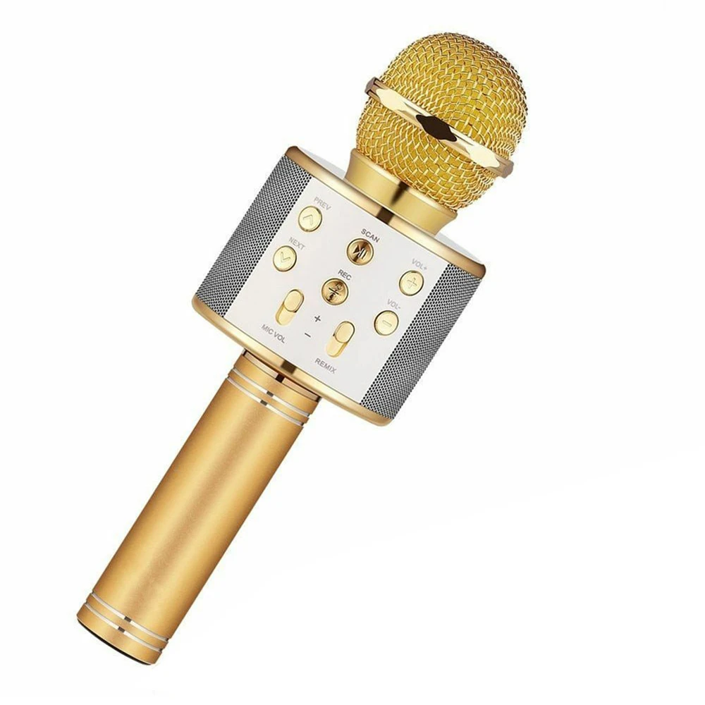 Gold Профессиональный ручной Bluetooth беспроводной караоке микрофон телефон плеер микрофон домашний KTV музыка воспроизведение для вокала, с рекордером KTV - Цвет: Gold