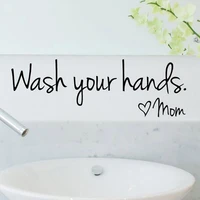 bathroom wall stickers spanish french german dutch wash your hands love mom waterproof art vinyl decal wall glass decor z01