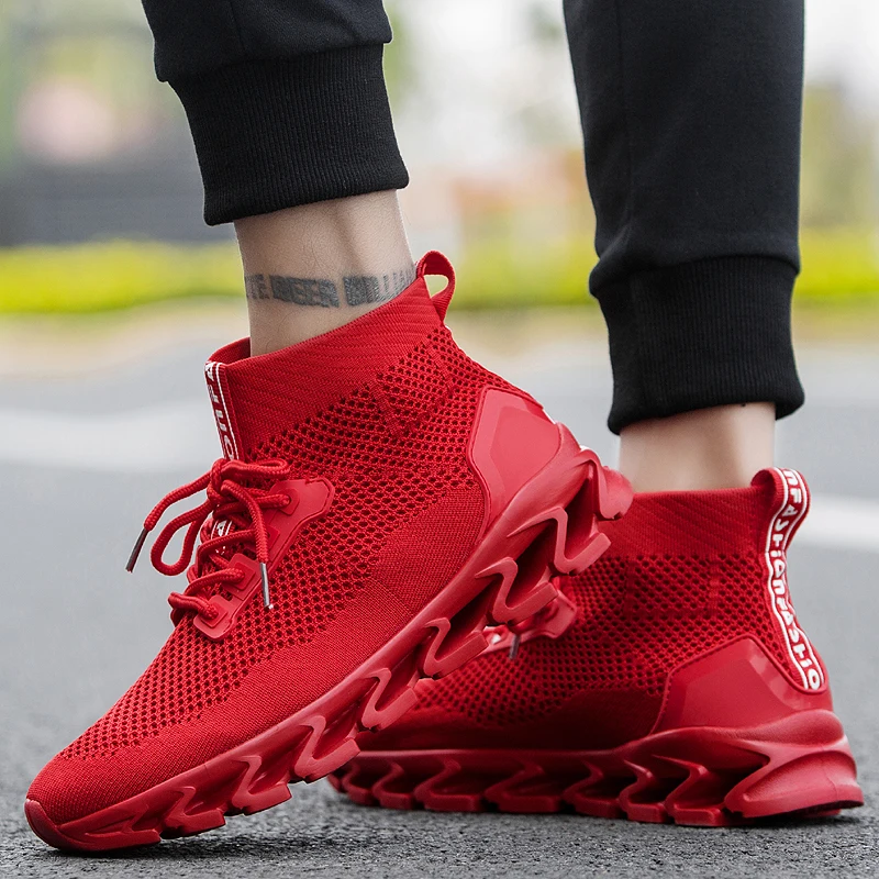 Men Fashion Casual Sneakers 2019 Summer Breathable Mesh Socks Shoes Design Lace-Up Men's Leisure Street | Обувь