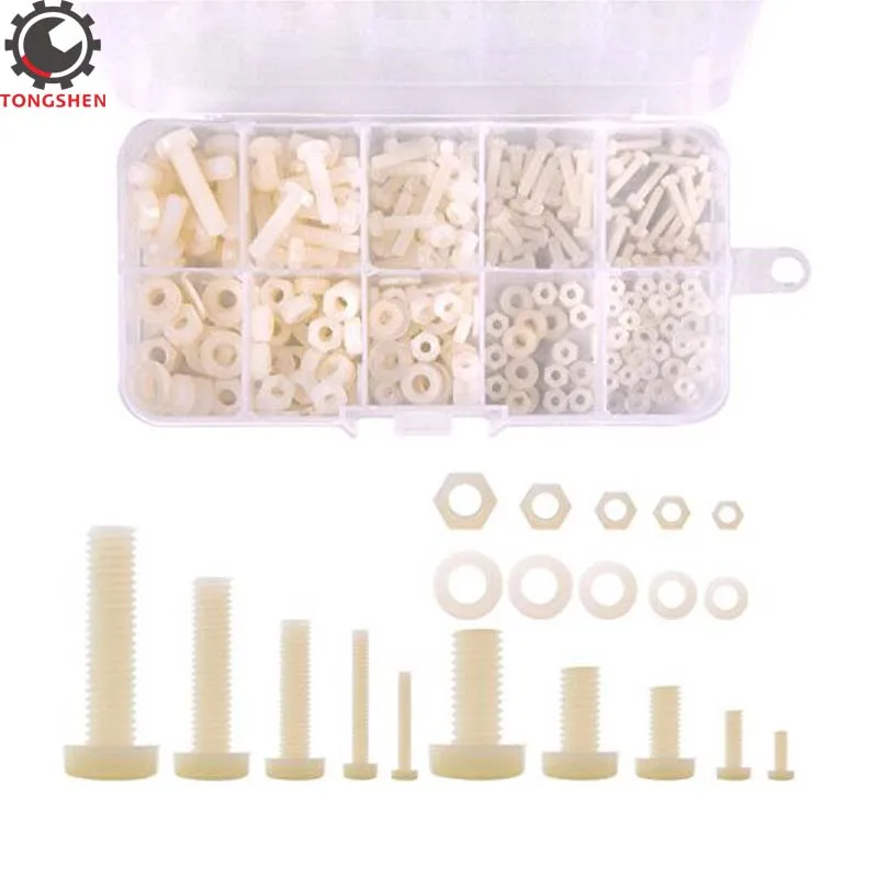 

270pcs M2 M2.5 M3 M4 M5 Nylon Screw Nut Washer Nylon Plastic insulation Phillips Cross Recessed round pan Head Machine Screw