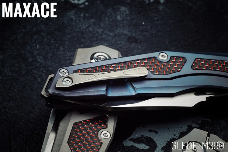 Maxace Glede M390 атласное лезвие TC4 Титан+ 3K красная ручка из углеродного волокна карманный нож складной нож