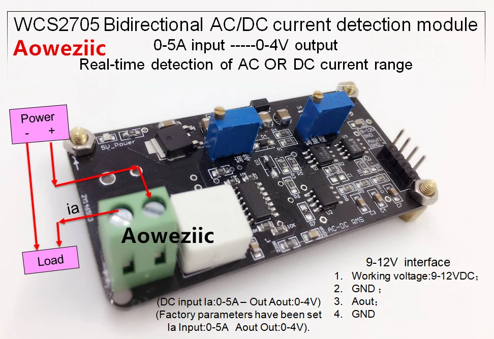 Двунаправленный модуль обнаружения переменного/постоянного тока WCS2705 вход 0 5 А