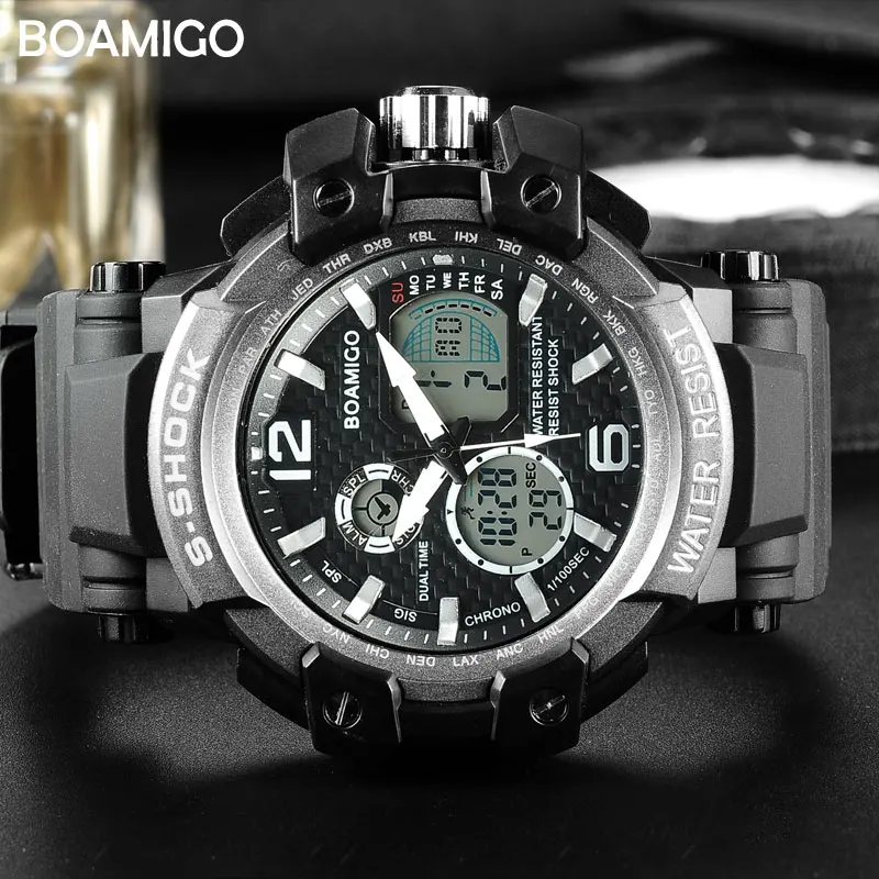 S Shock мужские спортивные часы BOAMIGO Брендовые Часы Мужские Цифровые кварцевые для