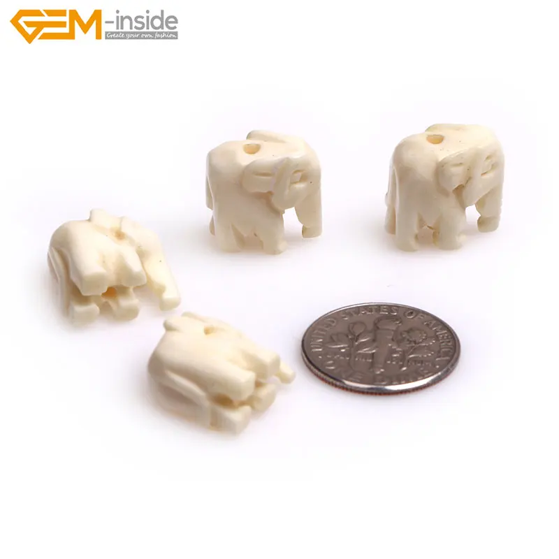 Бисер с объемной резьбой в виде слона 3 шт. выбор размеров белый желтый бисер