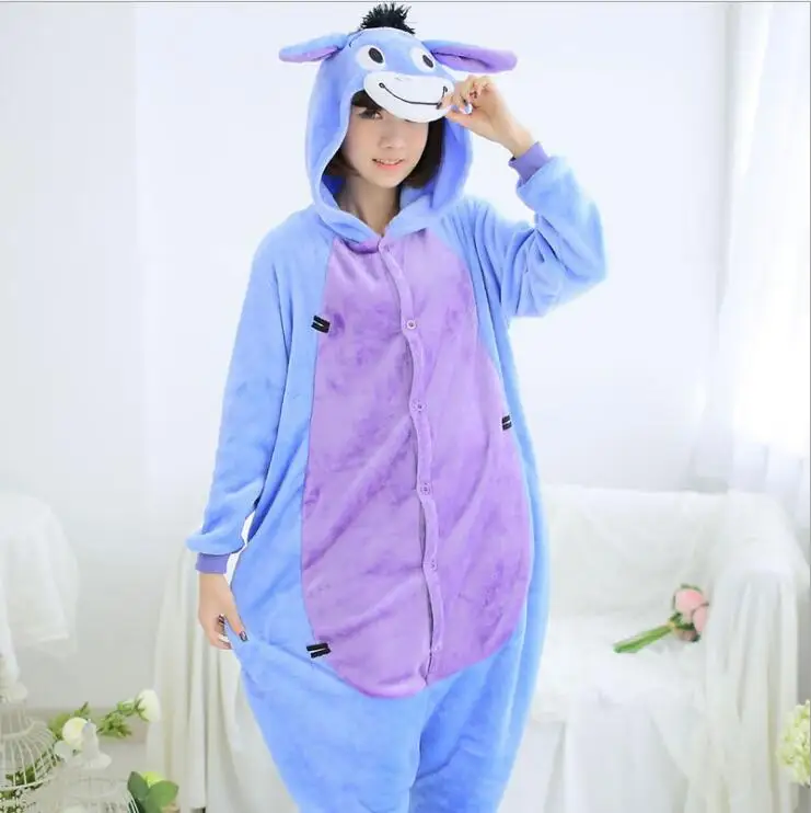 Осень синий слон теплая фланелевая Домашняя одежда плюс размер кигуруми Onesie