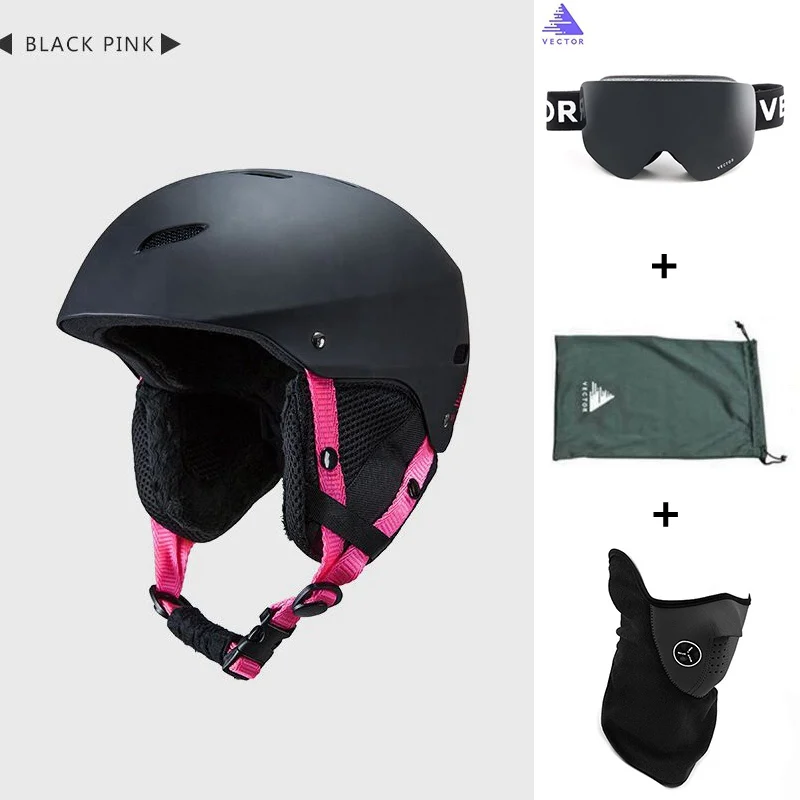 Black Pink 1 Set Для мужчин Для женщин Регулируемый защитный для катания на лыжах под открытым небом шлем для катания на коньках зимних видов спорта Для женщин Сверхлегкий Катание на коньках для катания на сноуборде Лыжный Спорт велосипед велосипедный шлем Casco Ciclismo - Цвет: Black Pink 1 Set