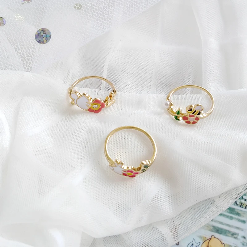 Timlee R050 Free shipping Cartoon Cute Animal Horse Squirrel Flower Honeybee Alloy Finger Female Rings Fashion Jewelry Wholesale | Украшения