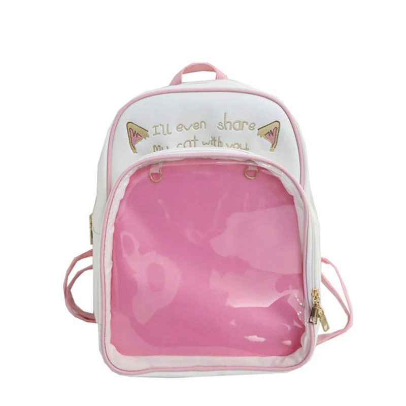 Прозрачный женский рюкзак с милым бантом школьные мини-сумки розового и черного