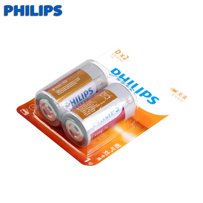 20 шт. цинковые карбоновые аккумуляторы philips D UM1 R20P 1 5 в|Батарейки| |