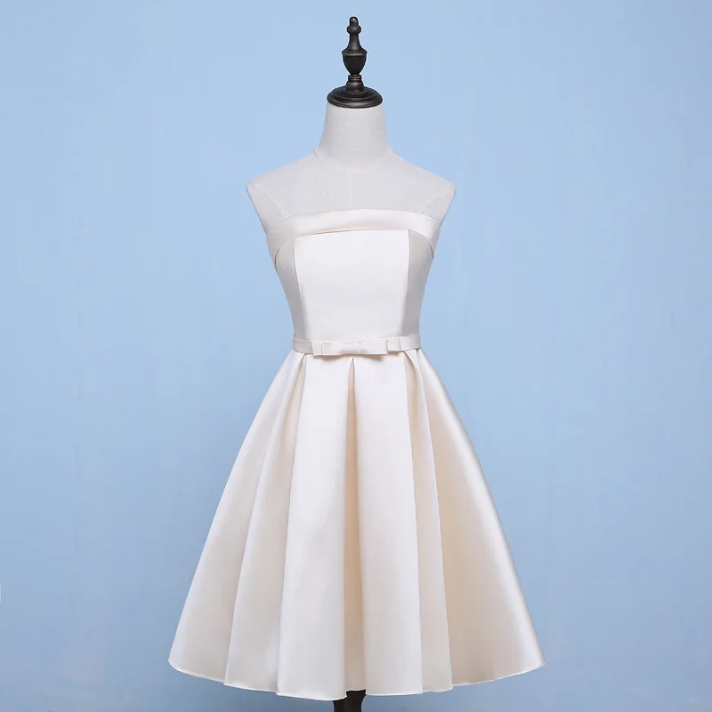 Новые женские короткие сексуальные Qipao Шампанское свадебное платье подружки невесты атласные шарфы элегантные китайские Cheongsam Размер s-xxl