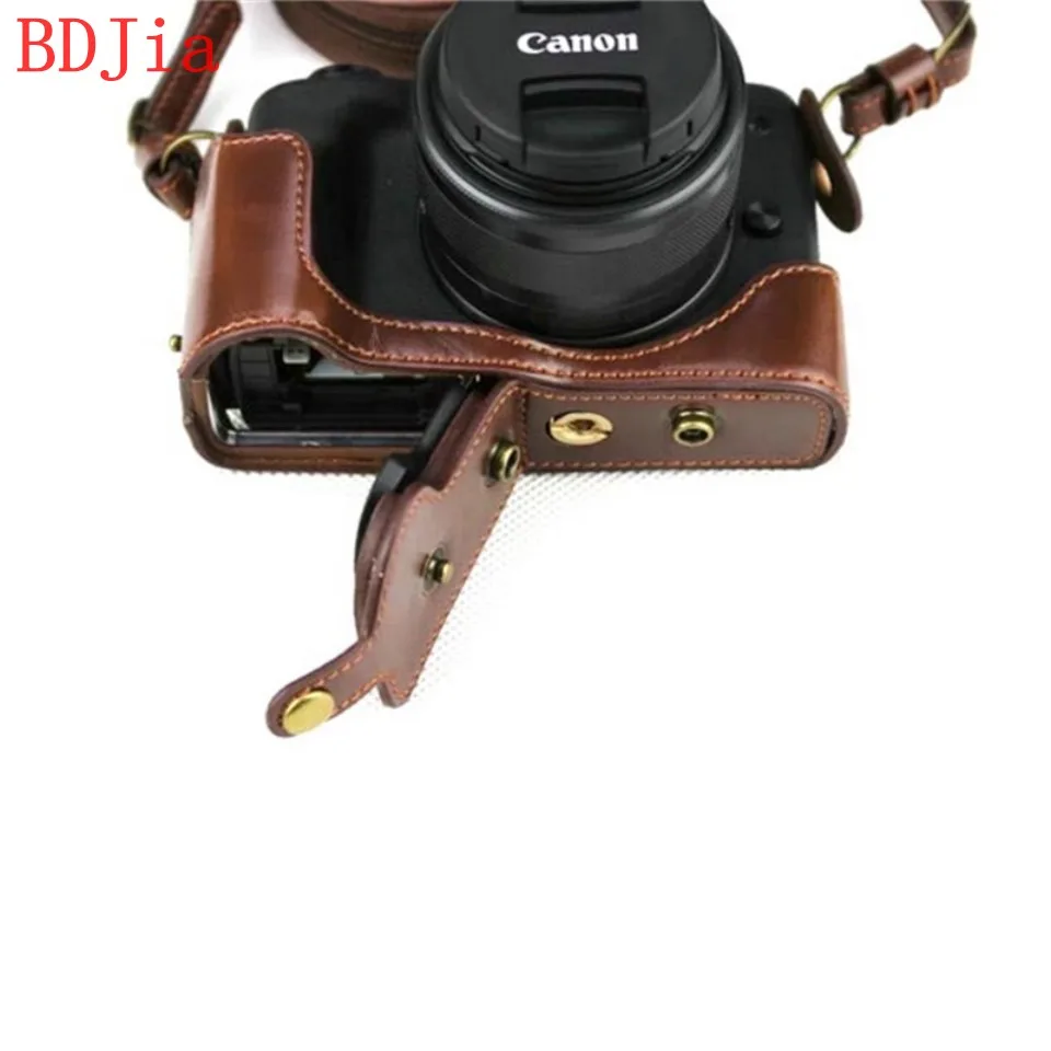 Роскошный кожаный чехол для камеры Canon EOS M50 EOS Kiss M(15-45 объектив) сумка для камеры из искусственной кожи с отверстием для батареи+ ремень