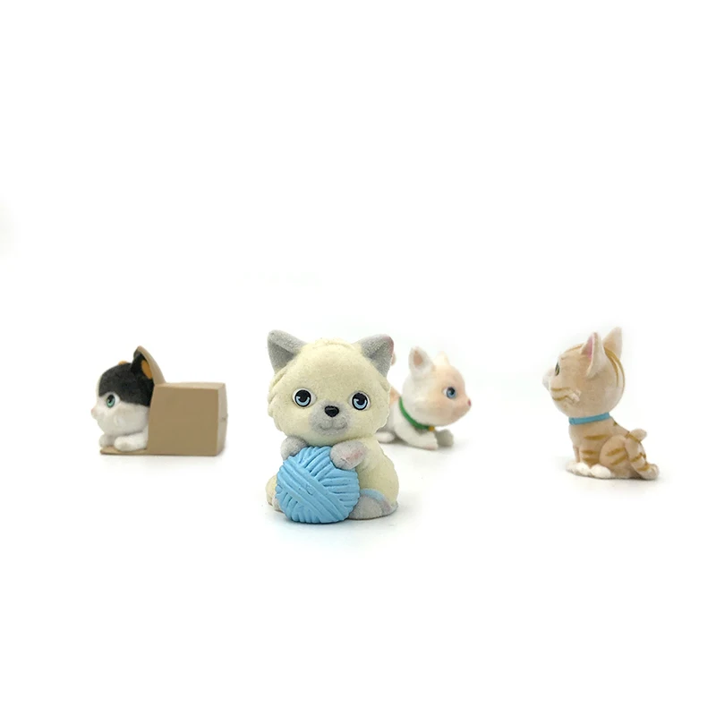 10 шт. милые флокированные игрушки Куклы Kawaii Мини кошки украшение для девочек