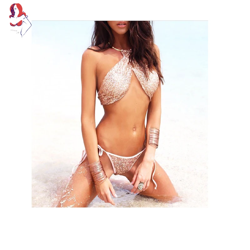Учиха LQ Новый сексуальное бикини 2017 с высоким воротом блестками Bling Для женщин