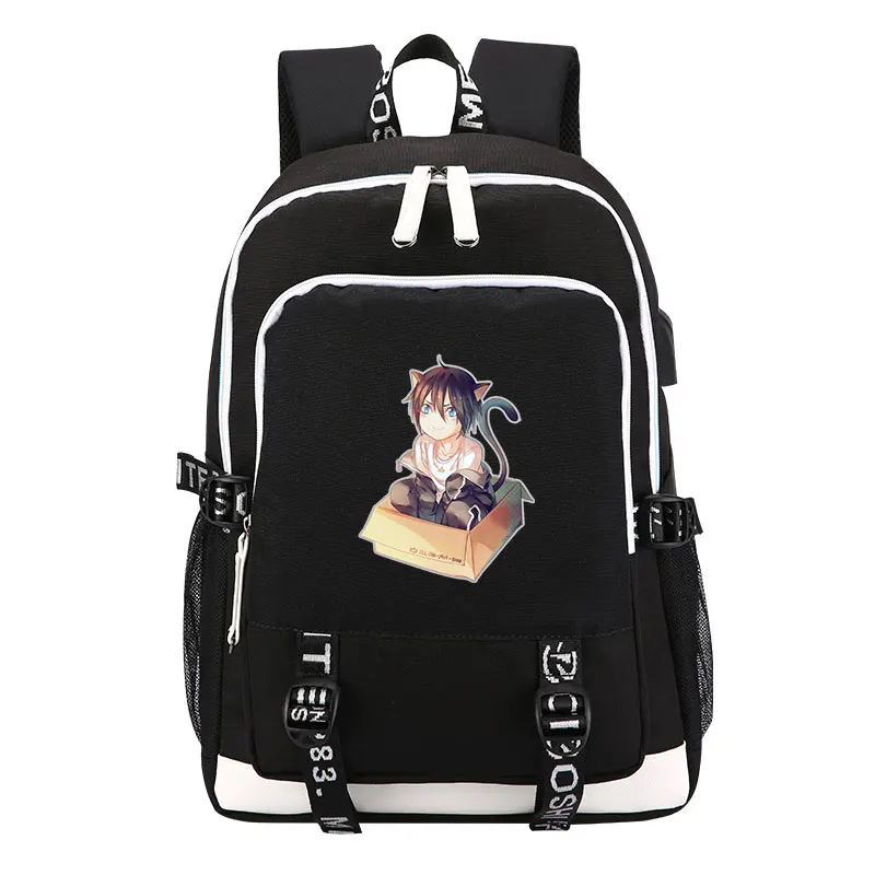 Noragami Yato рюкзак с принтом, водонепроницаемый женский рюкзак, usb зарядка, рюкзак для ноутбука, брезентовые школьные сумки для девочек-подростков