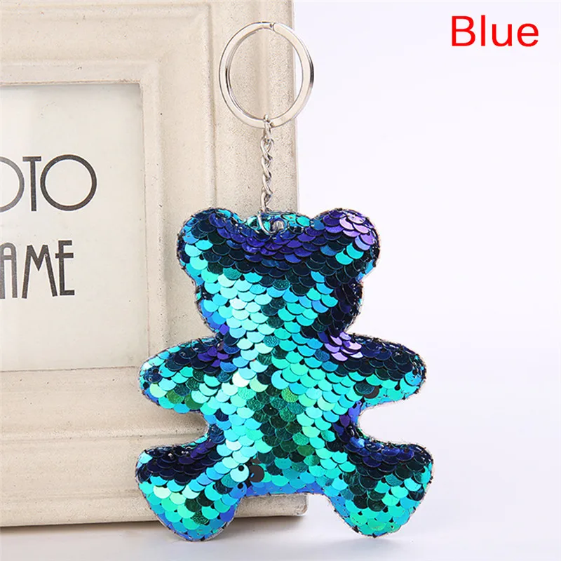 Брелок для ключей с милым медведем и блестками блестящий брелок помпоном подарки