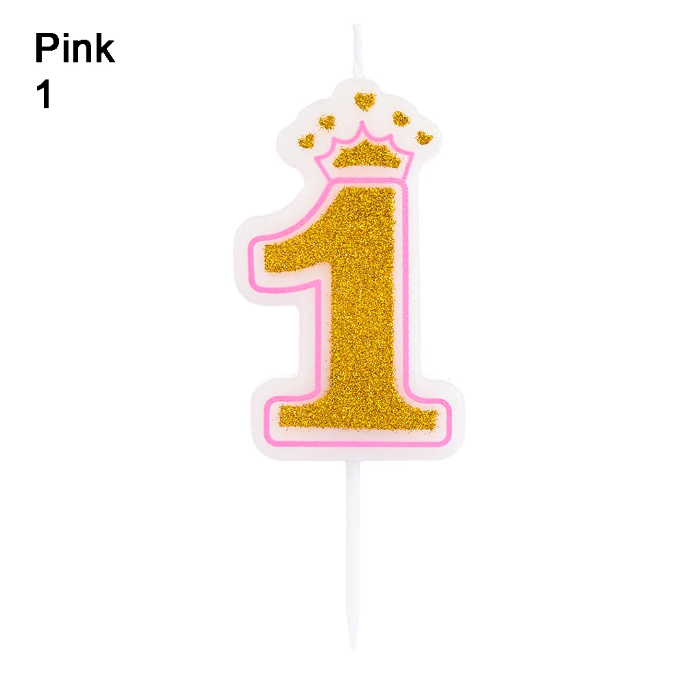Pink-1 Новые блестящие туфли; Цвет: розовый, золотистый/синий 1 2 3 4 5 6 7 8 9 0 коронный номер лампы в форме свечи для детей мальчиков и девочек День рождения торт декоративные свечи - Цвет: Pink-1