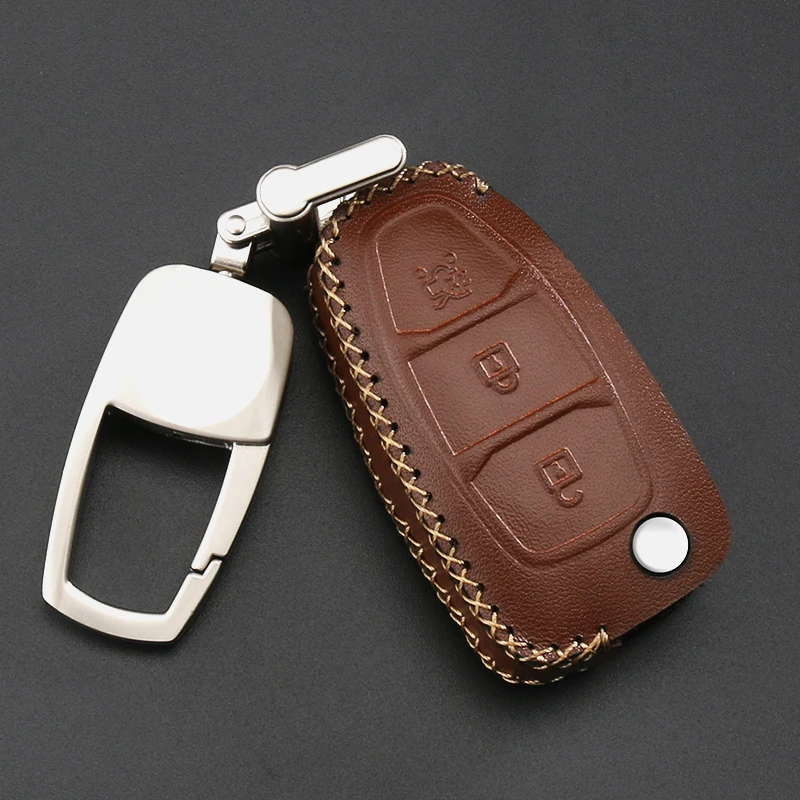 2017 new car key cover case holder leather + alloy For Ford Focus Fiesta Mondeo Ecosport kuga | Автомобили и мотоциклы