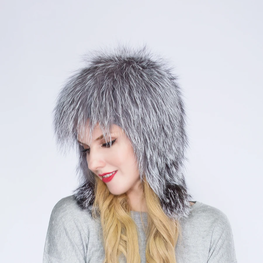 2022 Hot Sale Fashion Winter Warm Women Knitting Caps Mink hats Vertical weaving with FOX Fur On The Top | Аксессуары для одежды