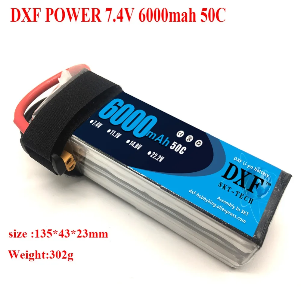 DXF Lipo батарея 2S 6000mAh 7 4 V упаковка 50C для TRX SUMMIT E REVO HPI FLUX|Детали и аксессуары| |