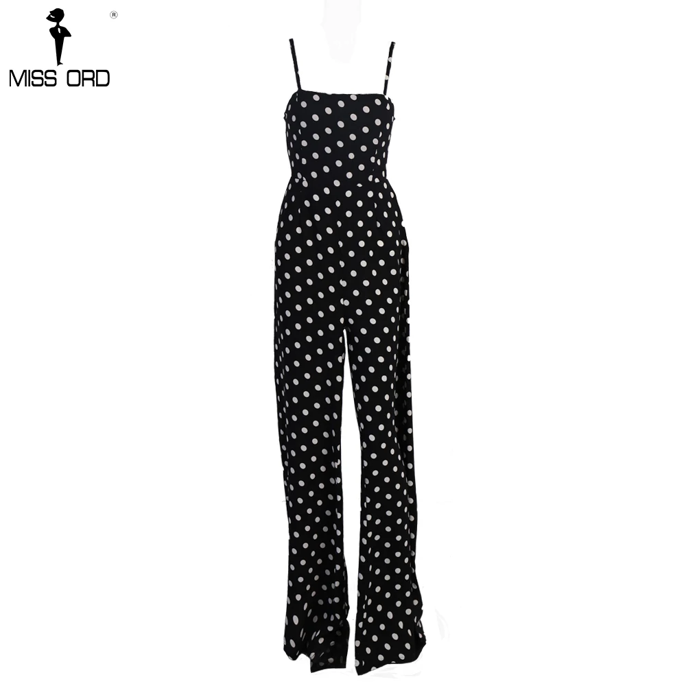 

Missord 2021 Women Sexy Elegant Off Shoulder dot Rompers sleeveless straps Backless tie Jumpsuit FT8833-4
