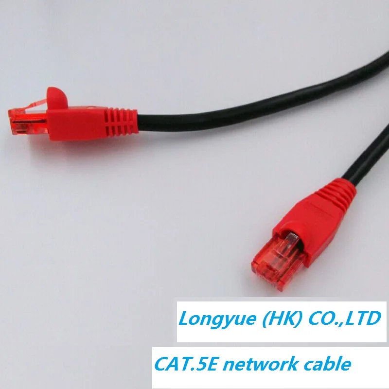 New 30m 98ft 20m 65ft CAT5e Cabo Flat CAT 5e UTP Ethernet Network Cable RJ45 Patch LAN Cord Black Color cable and red plug