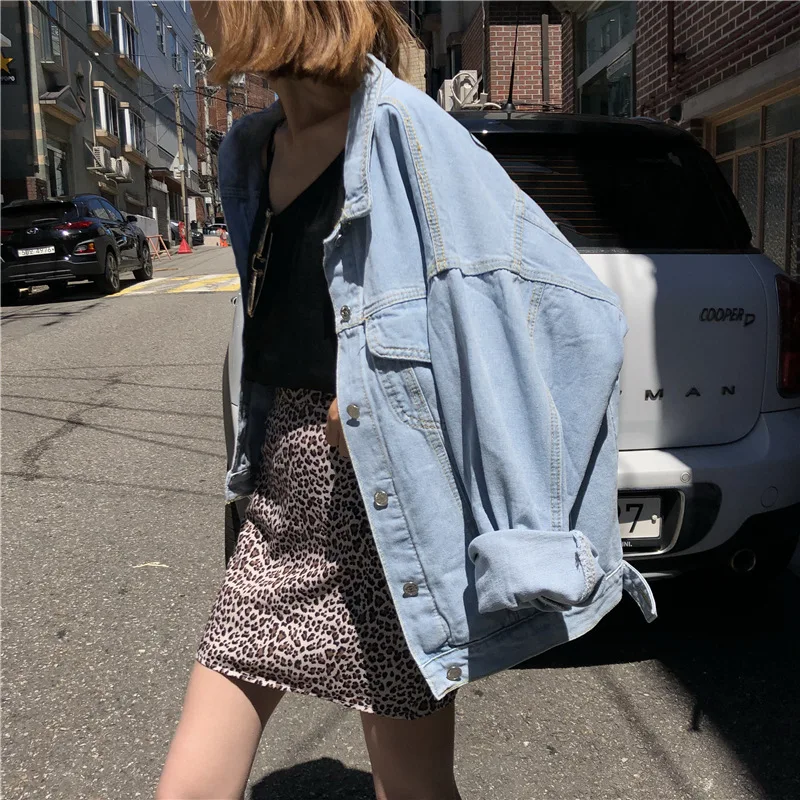 2019 новая весенняя Корейская свободная Облегающая джинсовая куртка с длинными