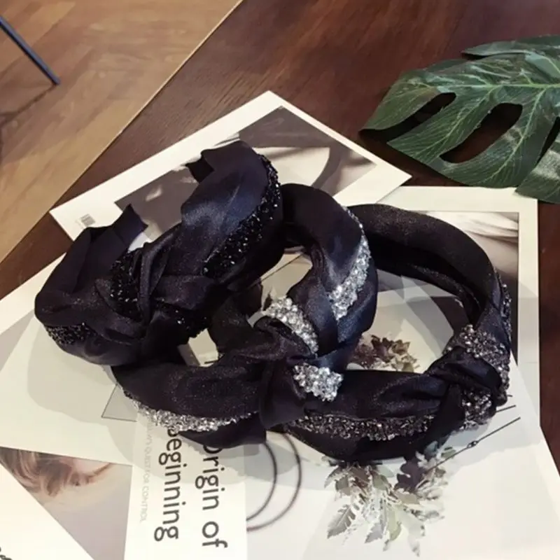 Корейский Бутик Блестящие Стразы Украшенные повязки на голову Женский крученый