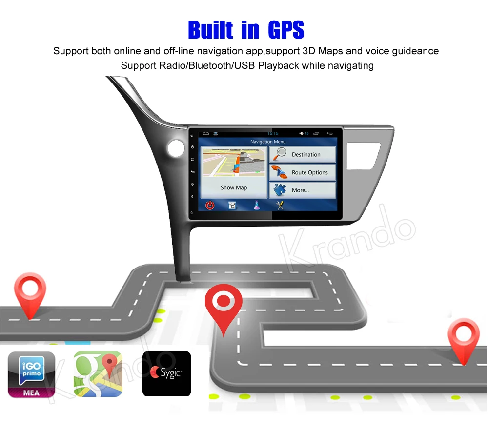 Автомобильный навигатор gps-плеер Krando Android 8 1 10 дюйма для toyota corolla 2017 + радио
