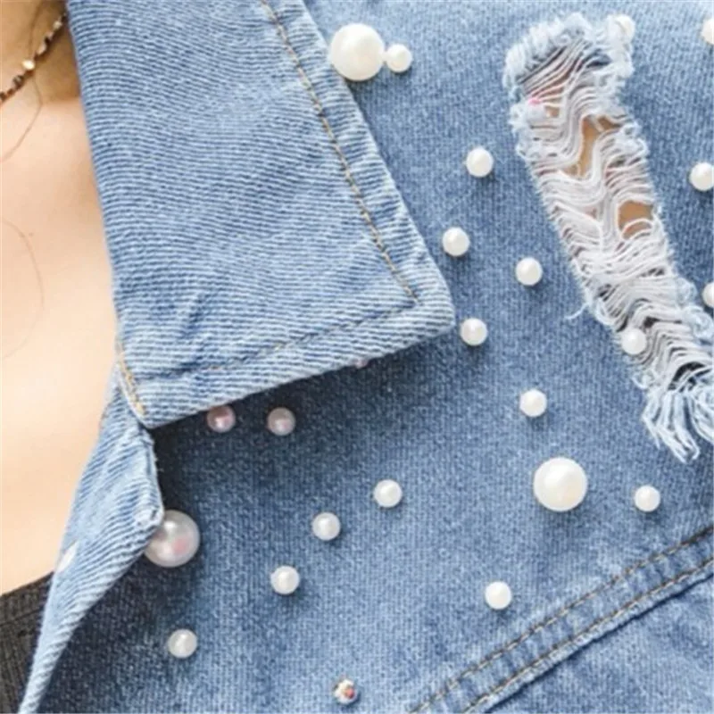 Korobov 2019 New Korean Horse Appliques Jacket Pearls Suquined Cartoon Women Female Coats Loose Casual Demin Mujer Jackets 76387 | Женская