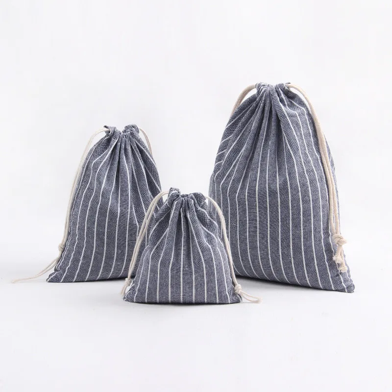 3 Pcs Stripe Portable Drawstring Storage Bags Travel Clothing Shoe Underwear Beam Pouch Sundries Organization Tea Gift | Дом и сад