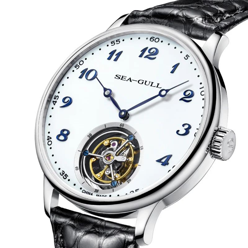 Seagull Tourbillon часы ручной ветер кожа аллигатора механические мужские часы 818.13.8809 с оригинальной сертификационной бумагой