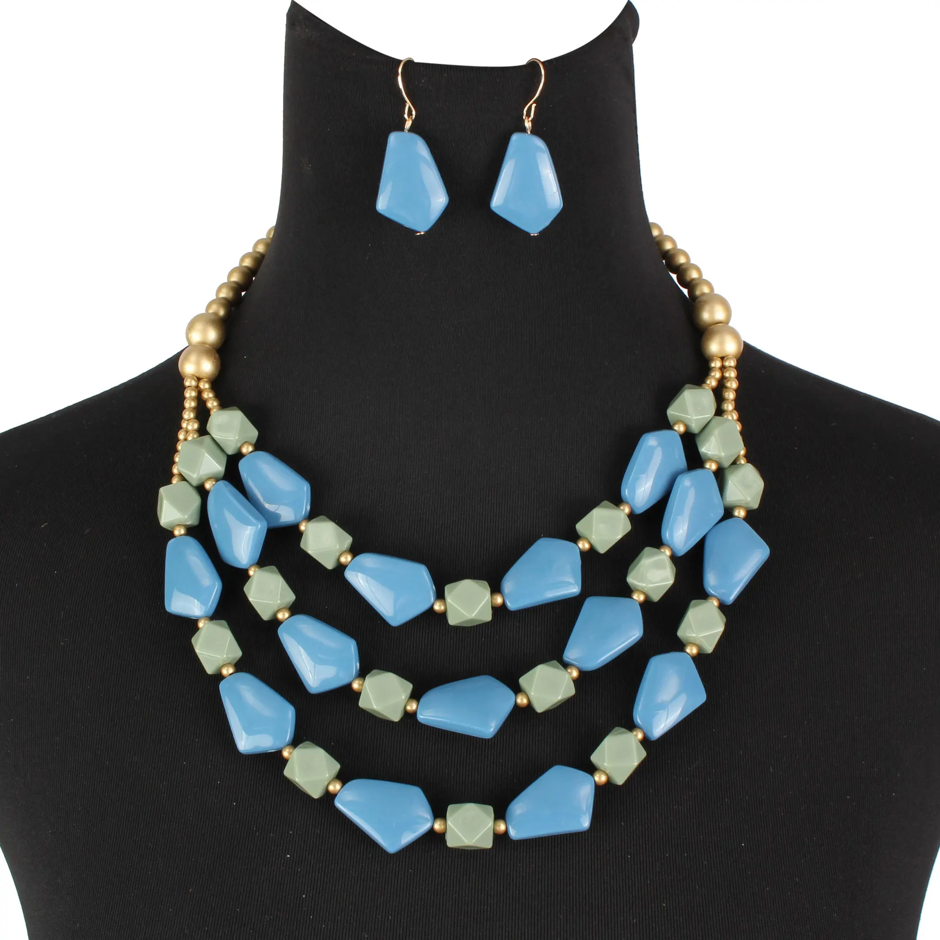 

Fashion new jewelry multi-layer special-shaped beads elaborate necklace and earrings for woman costume dress jewelry set