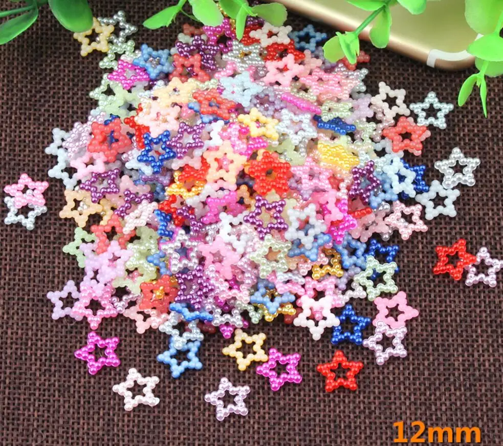 

1000pcs 12mm ABS Hollow Star Multicolored Pearl Bead For Sewing UV Epoxy Filler Resin Jewelry Making Craft Nail art Accessories