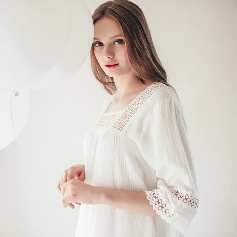 2019 мягкие хлопковые белые элегантные женские ночные рубашки с коротким рукавом