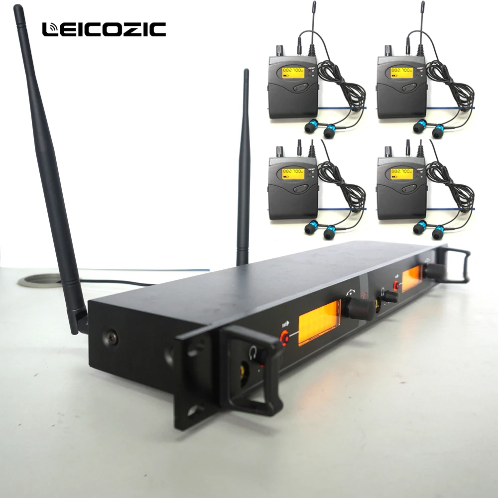 

Leicozic 4 receivers In Ear Monitor System 2 Channel Wireless Monitoring with in earphone wireless wireless stage monitor system