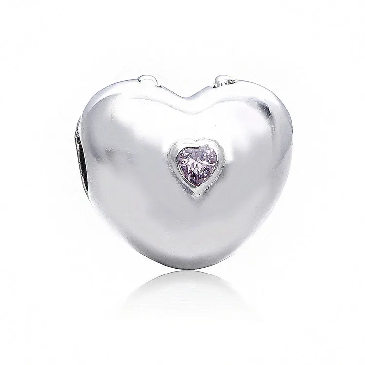 Authentic 925 Sterling Silver Stopper Pave Barrel Clear CZ Clip Charms heart Magnolia fit Bracelet European DIY Fashion Jewelry | Украшения