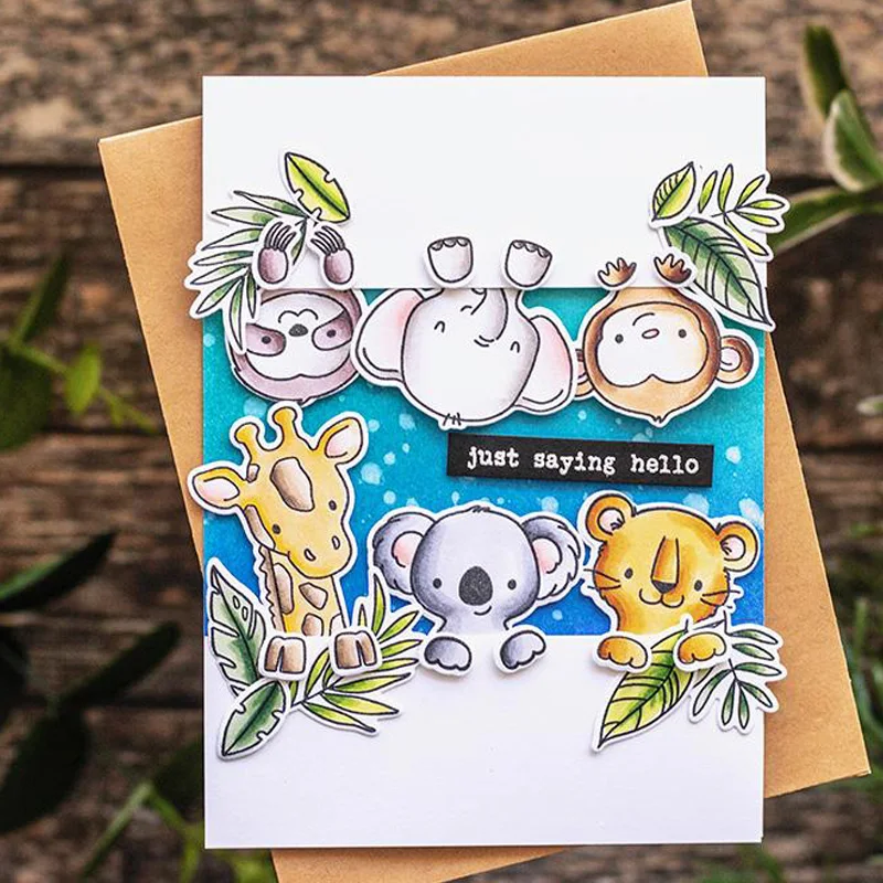 Набор прозрачных силиконовых штампов Jungle Friends Pals для скрапбукинга/фотоальбома с