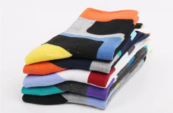 Оптовая (5 пар/партия) новые люди бороться цвет хлопка бизнес носки дышащая пот