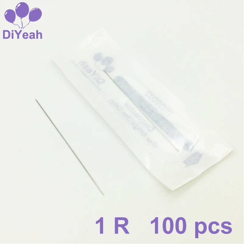 100 шт. одноразовые стерилизуемые профессиональные иглы для тату 1R аппарат в виде