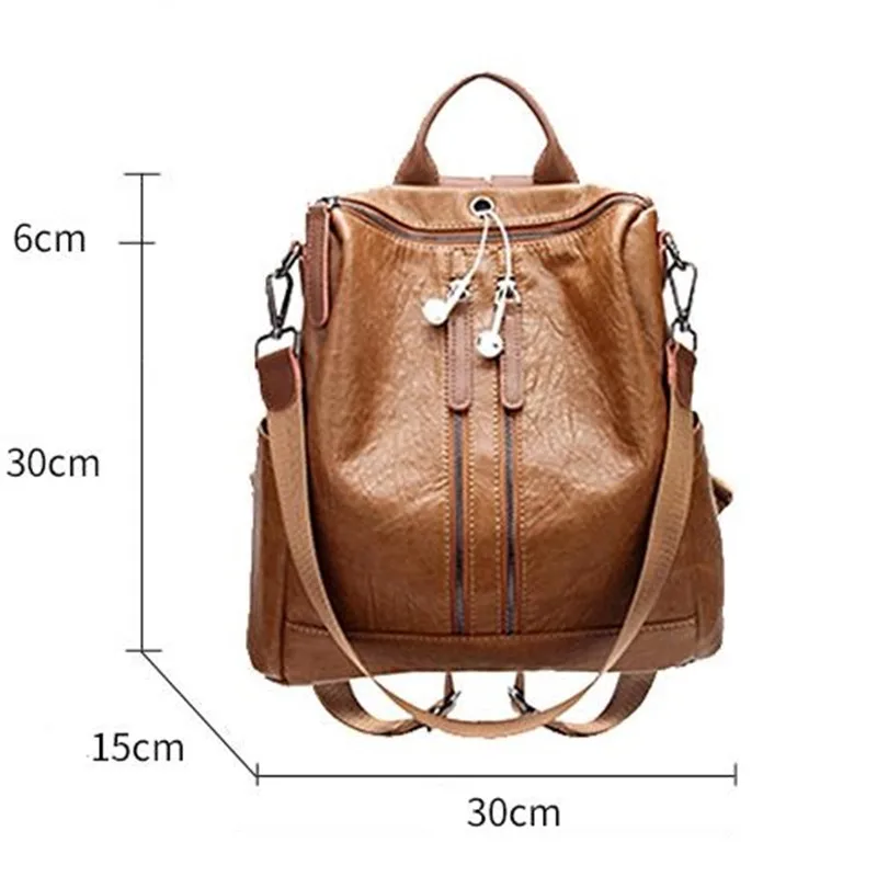 

Tinkin vintage PU leather material women backpack Anti-theft Dual use girls school backpack Feature travel backpack