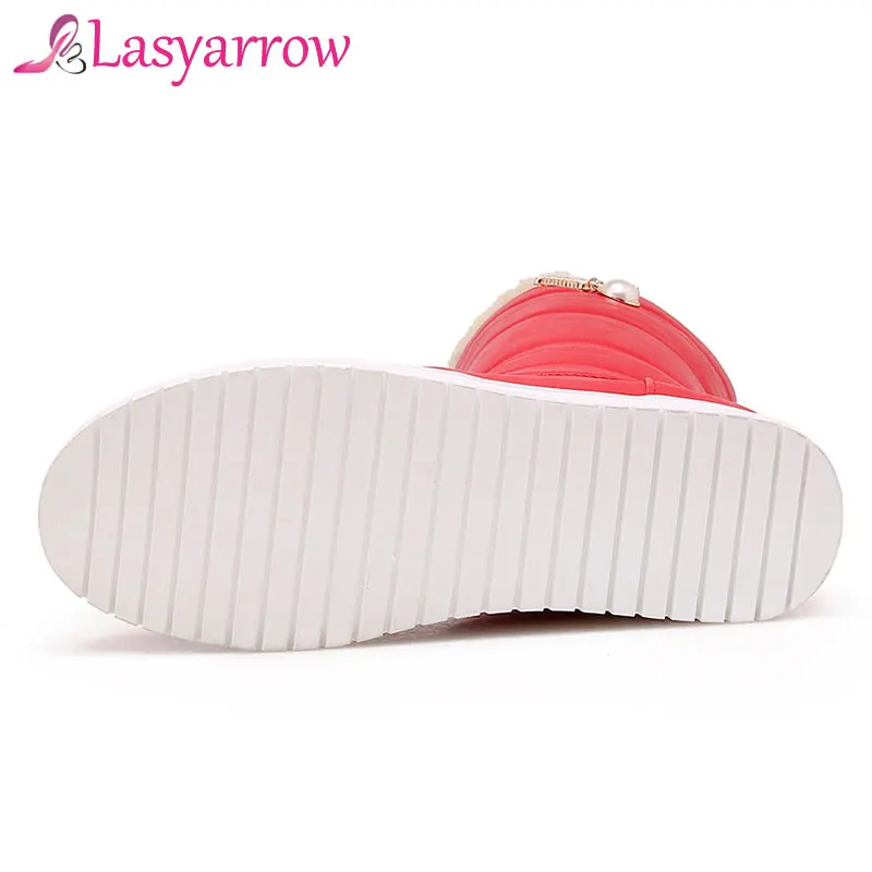Lasyarrow/Сапоги до середины икры на платформе с круглым носком женские зимние сапоги