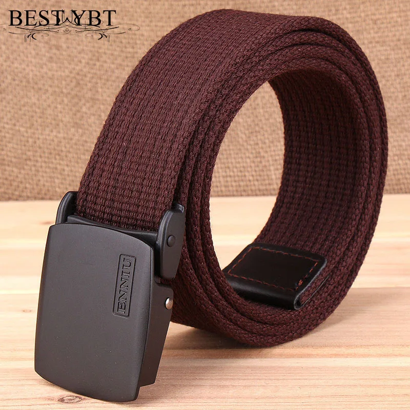 

Best YBT Unisex Belt Canvas Plastic Automatic buckle Women Belt Outdoor Sports Camping personality Hot Selling Men Belt
