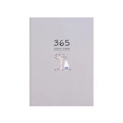 Gray Корейский Канцелярские повседневной планировщик 365 дней повестки дневник ежемесячно Еженедельный день планировщик Цвет внутренняя страница в твердом переплете Тетрадь - Цвет: Gray