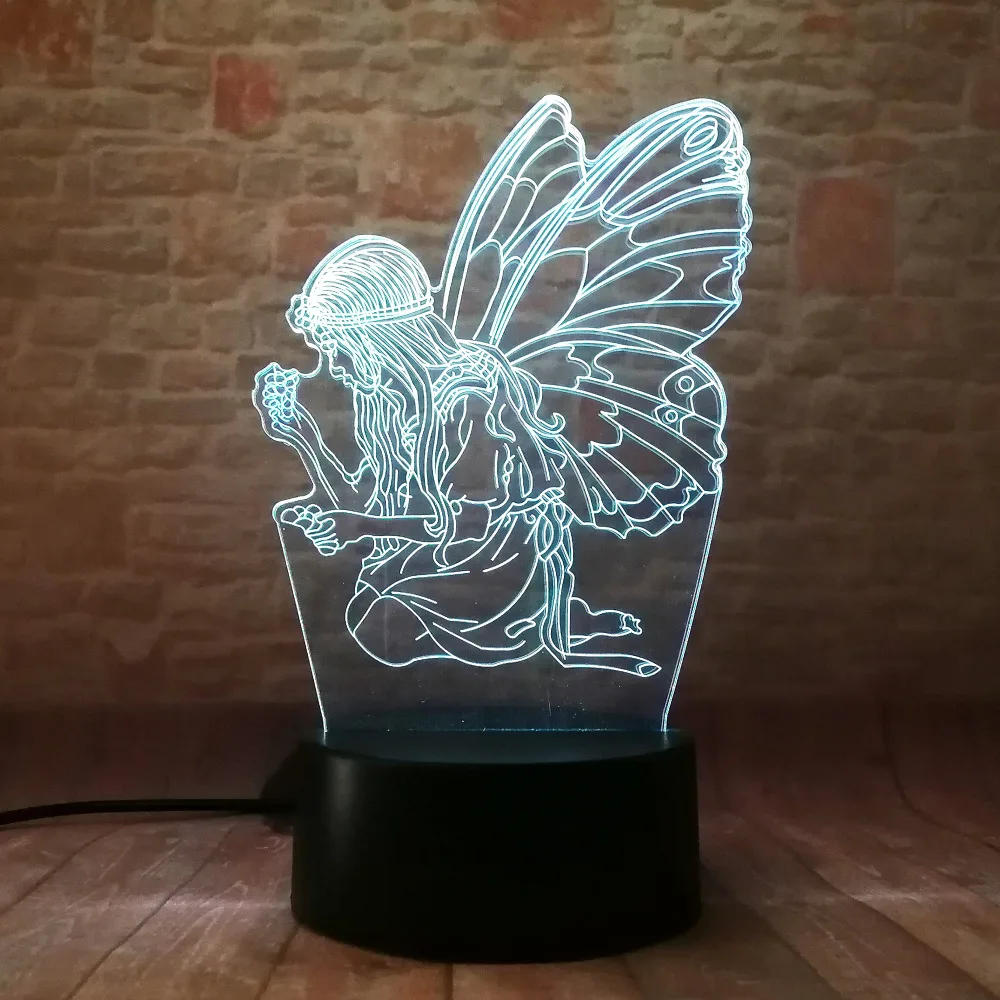 Декор для дома бабочка Сказочная девушка крыльев ночник 3D версия лампа меняющая