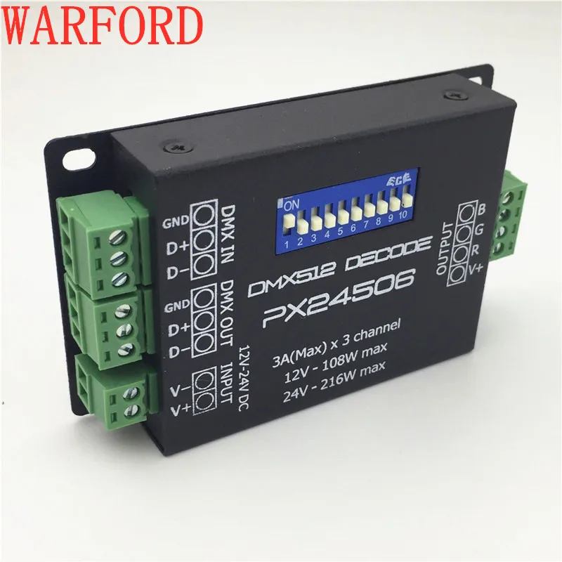 PX24506 DMX декодер драйвер 3X3A 512 RGB светодиодный контроллер 12 В ~ 24 использование для