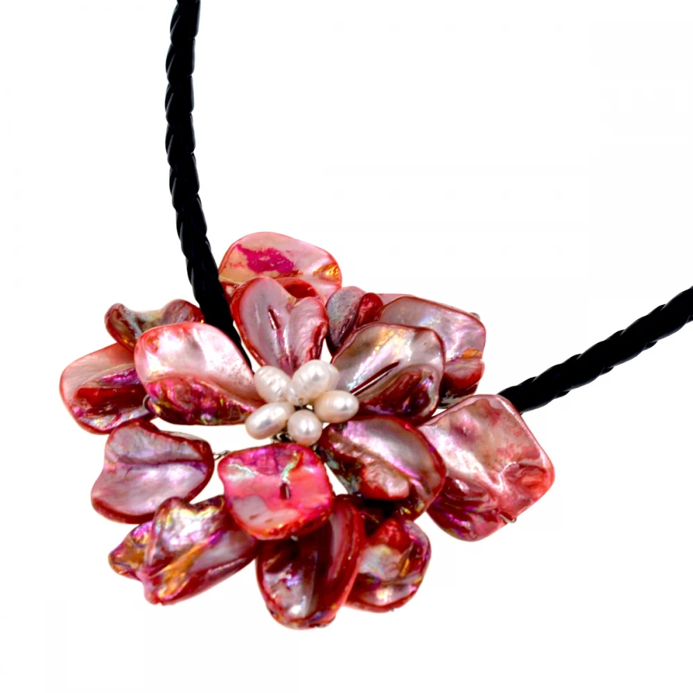 Женское ожерелье с подвеской в виде ракушки Красного барокко ручной работы