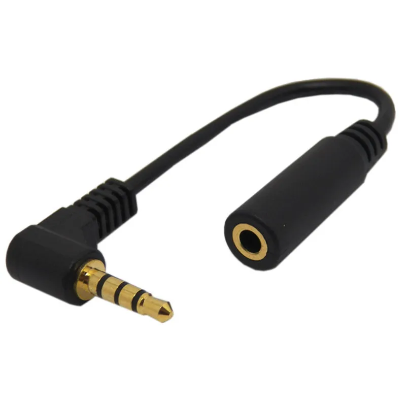 10cm 90 Degree Right Angle 4 Pole TRRS 3.5mm Aux Audio Cable Extender Adapter M/F 3.5mm for PC OR Mic-earphone